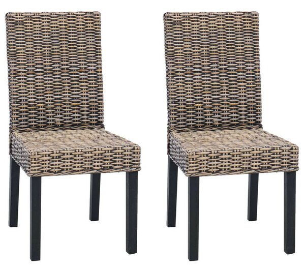 VidaXL Étkezőszék 2 pcs Fekete Mosás 45 x 54 x 93 cm Tömör Mahagóni Fa