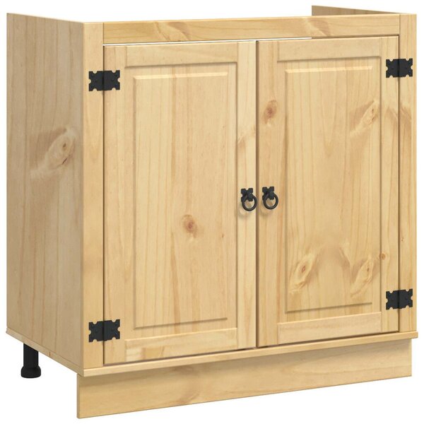 VidaXL Cabinet tárolóval ajtóval Méz 80 x 46 x 81,5 cm Tömör fenyőfa