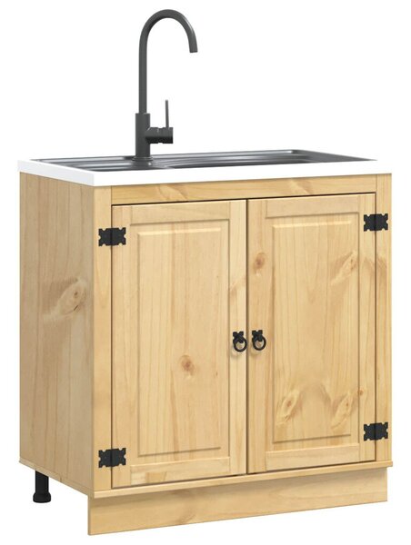 VidaXL Cabinet tárolóval ajtóval Méz 80 x 46 x 81,5 cm Tömör fenyőfa