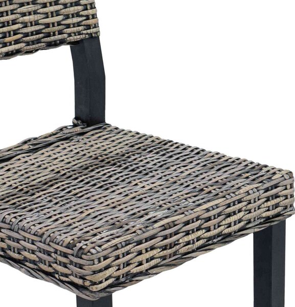 VidaXL Étkezőszék 2 pcs Fekete Mosás 46 x 55 x 84 cm Kubu rattán