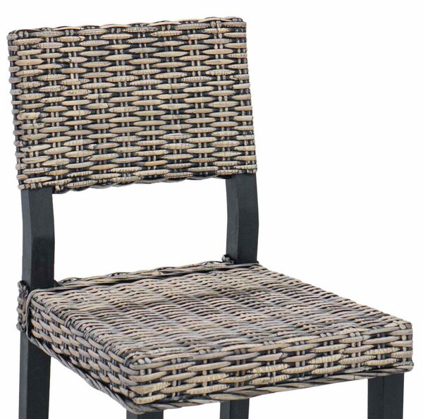 VidaXL Étkezőszék 2 pcs Fekete Mosás 46 x 55 x 84 cm Kubu rattán