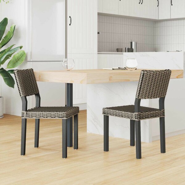 VidaXL Étkezőszék 2 pcs Fekete Mosás 46 x 55 x 84 cm Kubu rattán