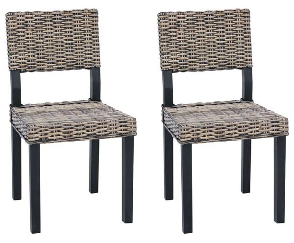 VidaXL Étkezőszék 2 pcs Fekete Mosás 46 x 55 x 84 cm Kubu rattán