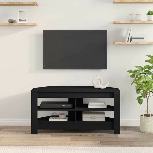 VidaXL SarokTVSzekrény Fekete 102 x 40,5 x 45 cm Faanyag