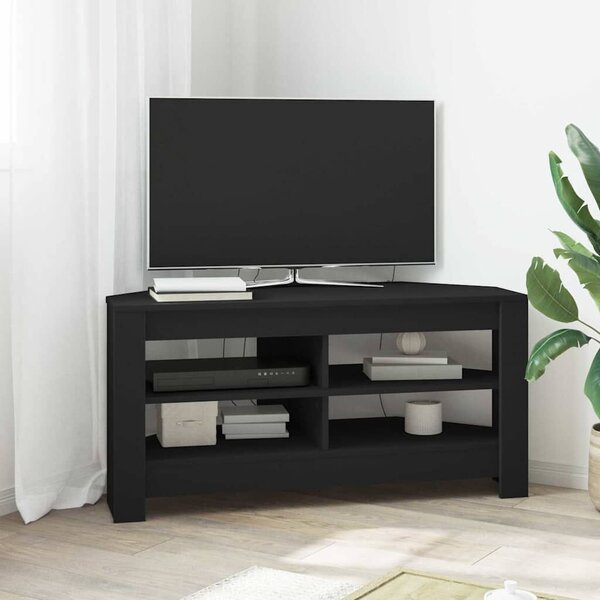 VidaXL SarokTVSzekrény Fekete 102 x 40,5 x 45 cm Faanyag