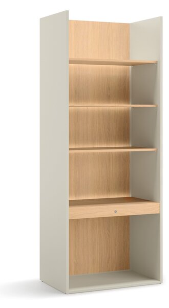 Könyvespolc Evareve 103, Nyitott, Fiókokkal, Laminált forgácslap, 216x85x55cm, Világosbarna, Tölgy