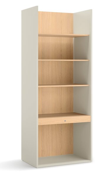Könyvespolc Evareve 103, Nyitott, Fiókokkal, Laminált forgácslap, 216x85x55cm, Világosbarna, Tölgy