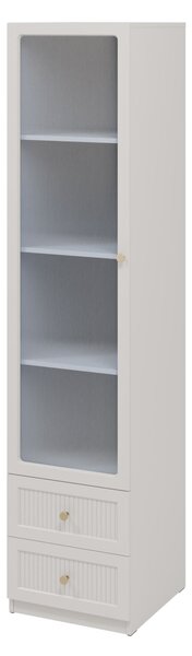Könyvespolc Comfivo Lenitas, Ajtókkal, Zárt, Fiókokkal, Közepes sűrűségű farostlemez, Laminált forgácslap, Edzett üveg, 201x46x49cm, Kasmír