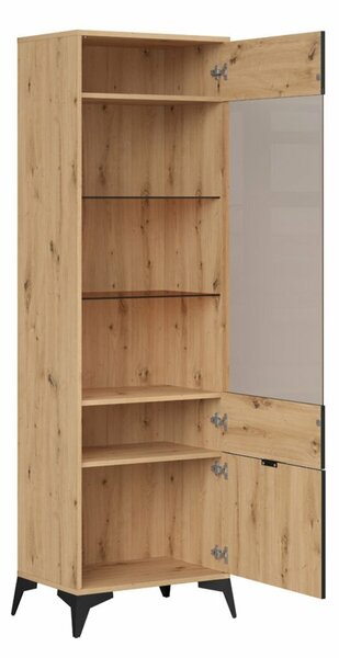 Könyvespolc Ludale 109, Zárt, Üveg, Laminált forgácslap, 197x60x41cm, Artisan tölgy