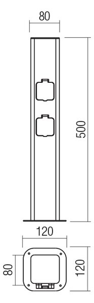 VOLT kültéri energiaoszlop rozsdabarna, 50 cm, konektorral