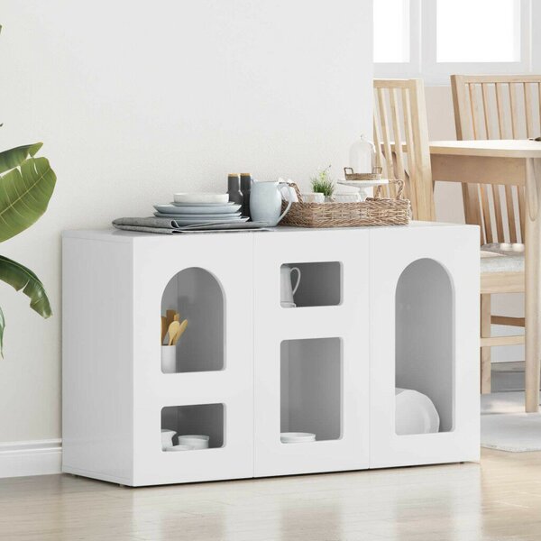 VidaXL Széf Magas Fényű Fehér 100 x 35 x 59 cm Faanyag