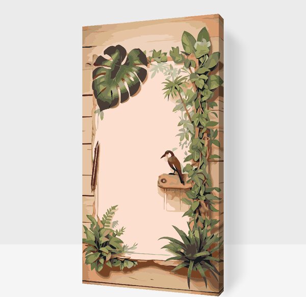 Gario Festés számok szerint Pergamen növényekkel Méret: 40 x 80 cm, Keretezés: Kerettel