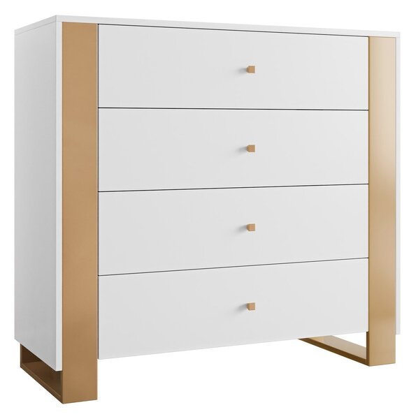 Komód Comfivo Vestora I, Laminált forgácslap, 94x100x40cm, Aranysárga, Fehér