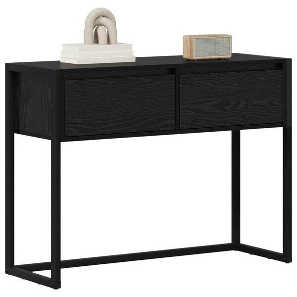 VidaXL Végasztal fiókkal Fekete tölgy 100 x 36 x 75 cm Faanyag