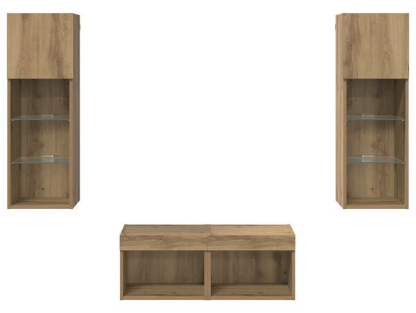 VidaXL TV Fali Szekrények 4 pcs Fekete tölgy 40 x 30 x 30 cm Faanyag