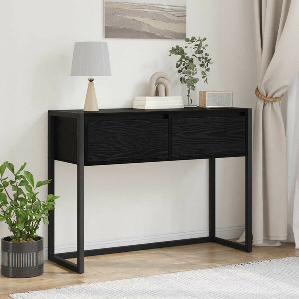 VidaXL Végasztal fiókkal Fekete tölgy 100 x 36 x 75 cm Faanyag