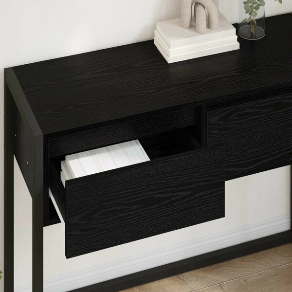 VidaXL Végasztal fiókkal Fekete tölgy 100 x 36 x 75 cm Faanyag