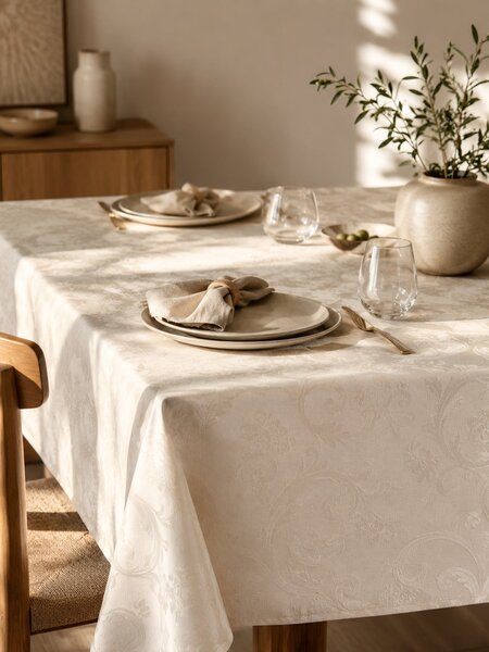 Sinsay - Asztalterítő jacquard ornamentális mintával - krémszínű