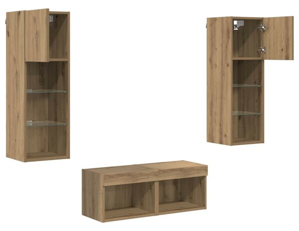 VidaXL TV Fali Szekrények 4 pcs Fekete tölgy 40 x 30 x 30 cm Faanyag
