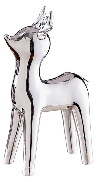 X-MAS kerámia dekor szarvas 18 cm , ezüst
