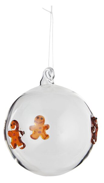 HANG ON üveg karácsonyfadísz Ø 8 cm, mézeskalács figura