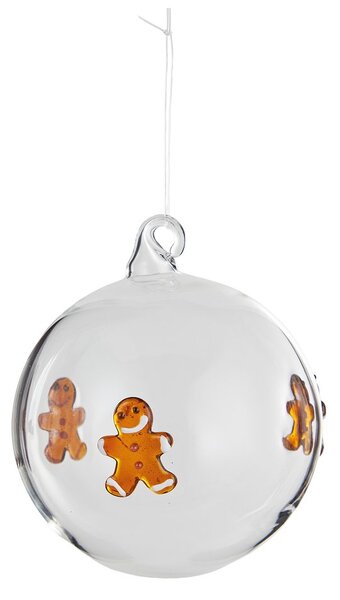 HANG ON üveg karácsonyfadísz Ø 8 cm, mézeskalács figura