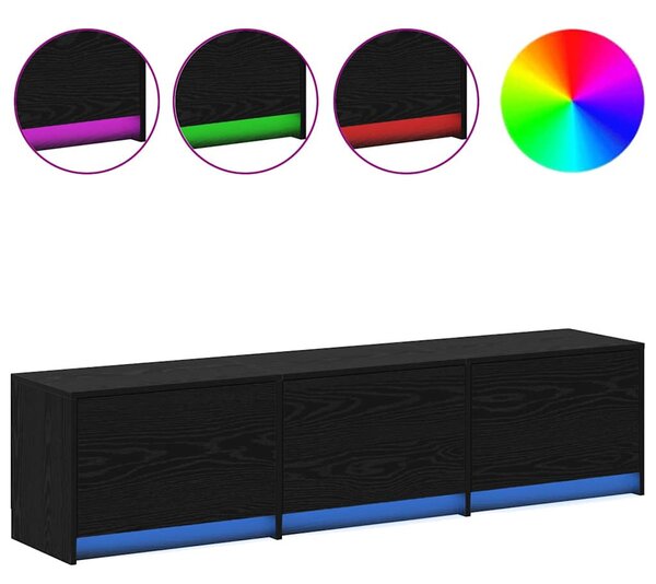 VidaXL TV szekrény LED világítással Fekete tölgy 162 x 34 x 40 cm