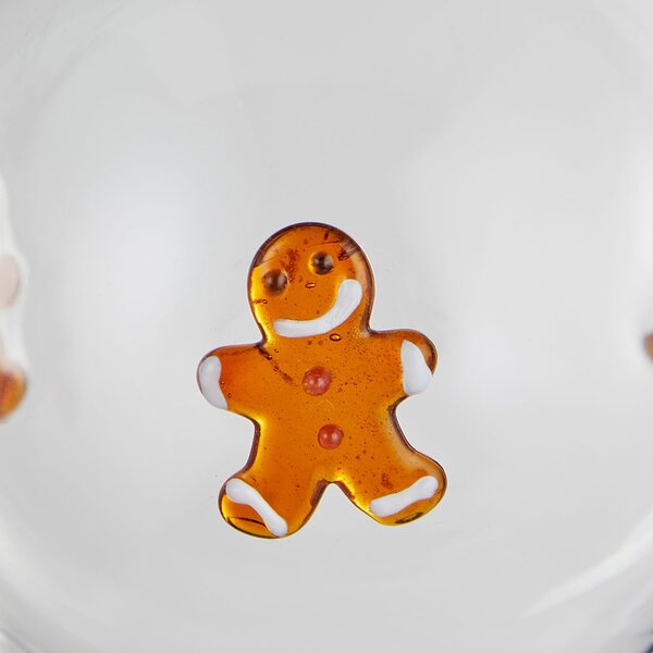 HANG ON üveg karácsonyfadísz Ø 8 cm, mézeskalács figura
