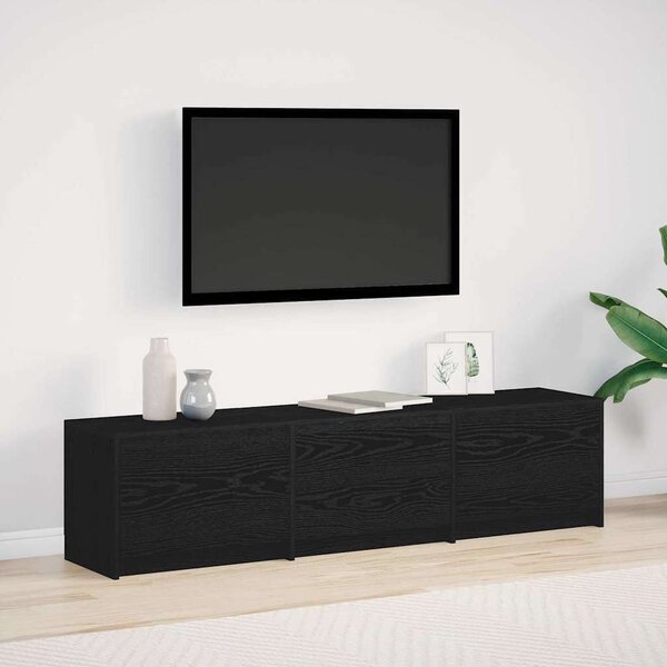 VidaXL TV szekrény LED világítással Fekete tölgy 162 x 34 x 40 cm