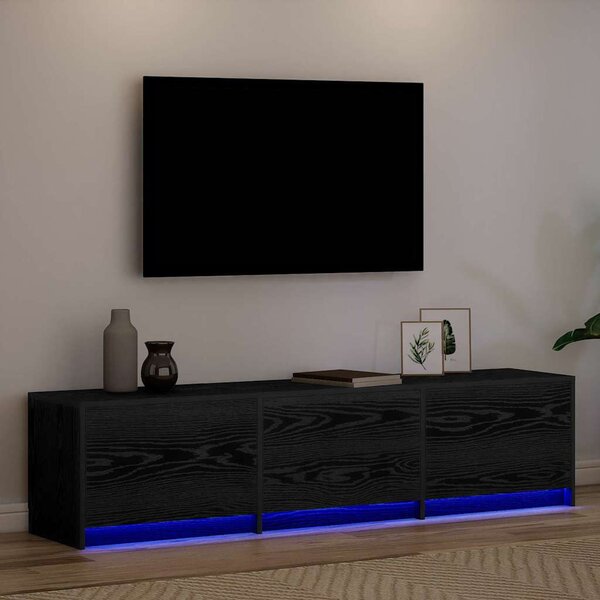 VidaXL TV szekrény LED világítással Fekete tölgy 162 x 34 x 40 cm