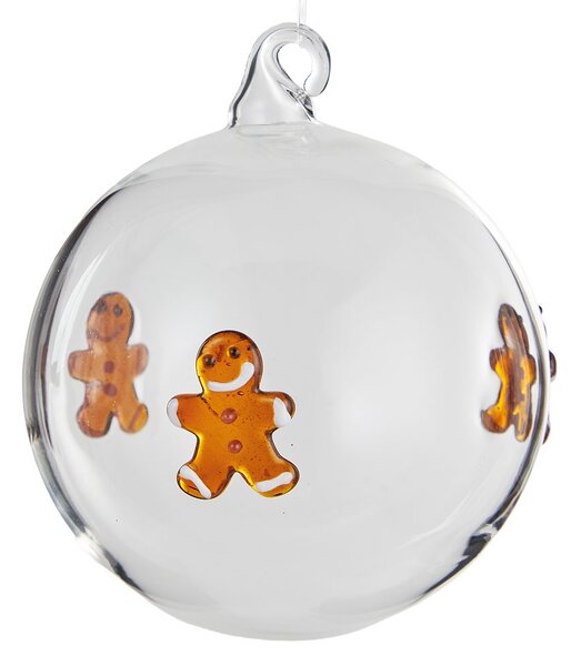 HANG ON üveg karácsonyfadísz Ø 8 cm, mézeskalács figura