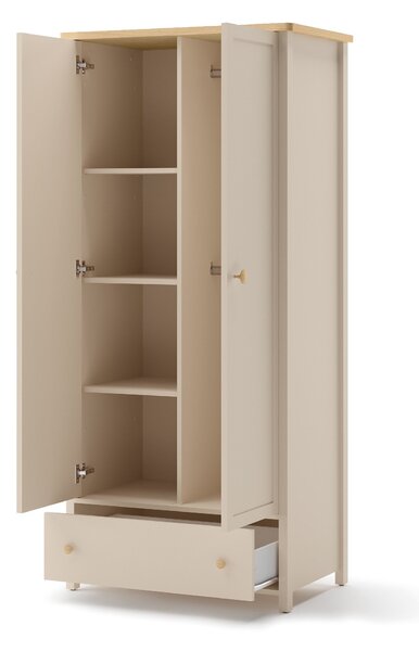 Gardróbszekrény Romelbo 145, Laminált forgácslap, 187x85x52cm, Bézs, Tölgy