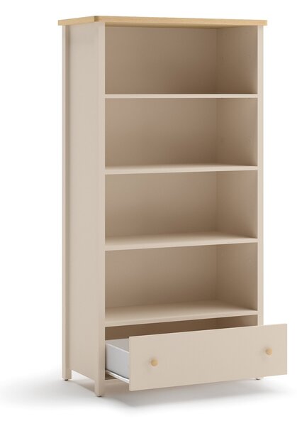Könyvespolc Romelbo 142, Nyitott, Fiókokkal, Laminált forgácslap, 162x85x42cm, Tölgy, Bézs