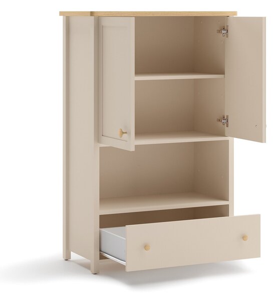 Komód Romelbo 144, 132x85x42cm, Tölgy, Bézs, Laminált forgácslap