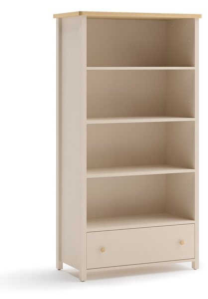 Könyvespolc Romelbo 142, Nyitott, Fiókokkal, Laminált forgácslap, 162x85x42cm, Tölgy, Bézs