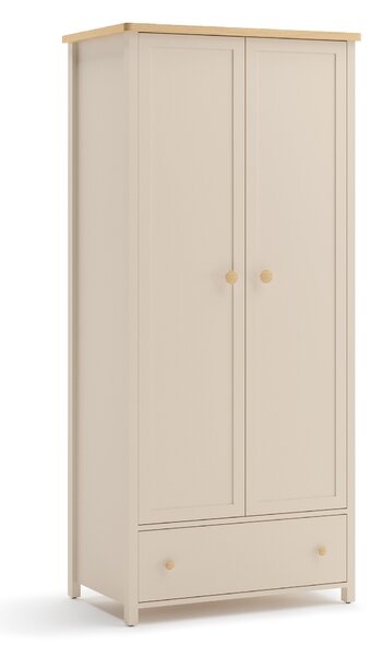 Gardróbszekrény Romelbo 145, Laminált forgácslap, 187x85x52cm, Bézs, Tölgy