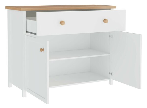 Komód Romelbo 150, Laminált forgácslap, 90x110x42cm, Fehér, Tölgy