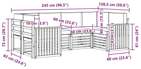 VidaXL Szegmentált kanapé szett 6 pcs Természetes és Világosszürke