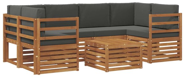 VidaXL Kültéri kanapé szett 7 pcs Természetes és antracit Tömör Akácfa