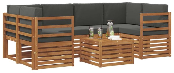 VidaXL Kültéri kanapé szett 7 pcs Természetes és antracit Tömör Akácfa