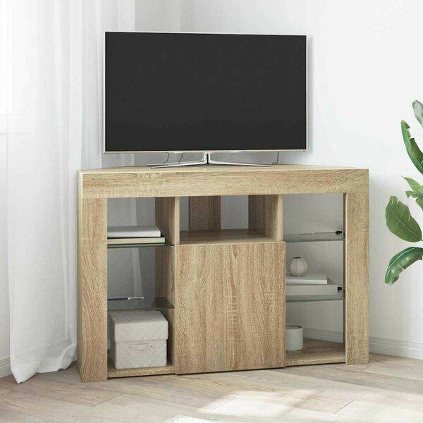 VidaXL Sarok LED TV szekrény Sonoma tölgy 102 x 40 x 68 cm Faanyag