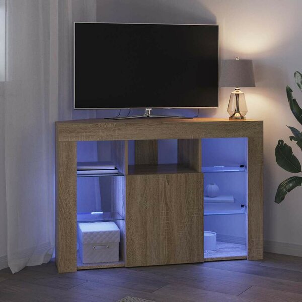 VidaXL Sarok LED TV szekrény Sonoma tölgy 102 x 40 x 68 cm Faanyag