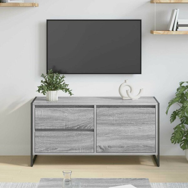 VidaXL TV szekrény fiókkal Szürke Sonoma 100 x 36 x 49.5 cm Faanyag