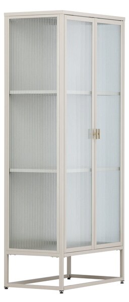 Könyvespolc Dallas 4941, Zárt, Ajtókkal, Üveg, Fém, 160x70x40cm, Bézs
