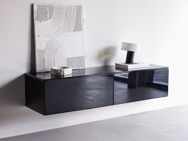 TV-állvány Dallas 4945, Közepes sűrűségű farostlemez, 35x160x45cm, Fényes fekete, Fekete