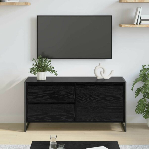 VidaXL TV szekrény fiókkal Fekete tölgy 100 x 36 x 49.5 cm Faanyag