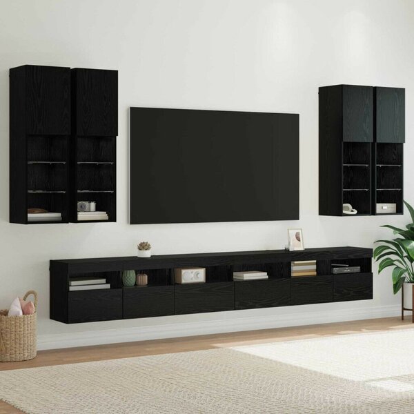VidaXL TV falit kabinet szett 7 pcs Fekete tölgy Faanyag
