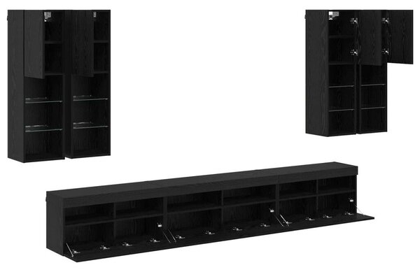 VidaXL TV falit kabinet szett 7 pcs Fekete tölgy Faanyag