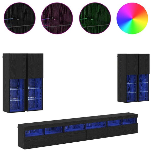 VidaXL TV falit kabinet szett 7 pcs Fekete tölgy Faanyag