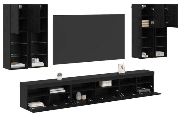 VidaXL TV falit kabinet szett 7 pcs Fekete tölgy Faanyag